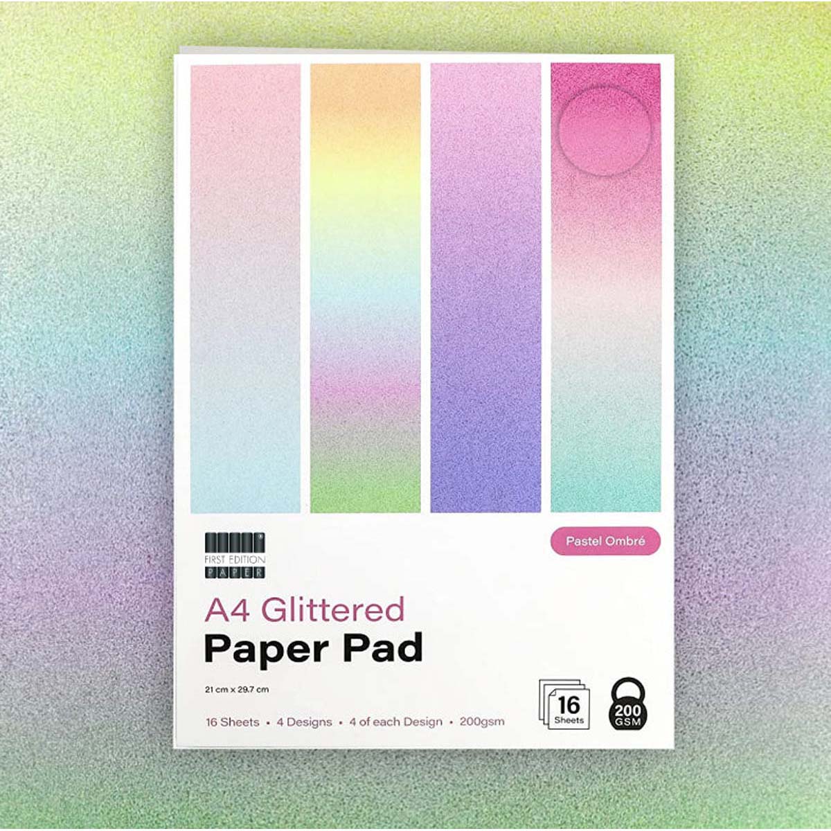 Eerste editie - A4 Glittered Paper Pad Pastel Ombre