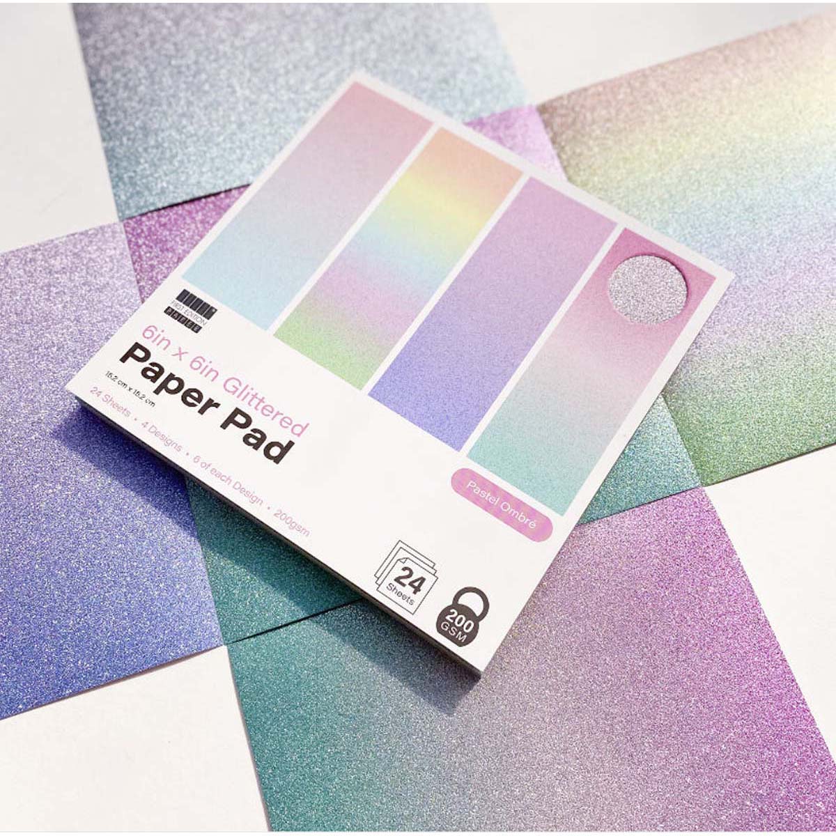 Eerste editie - 6in x 6in Glittered Paper Pad Pastel Ombre