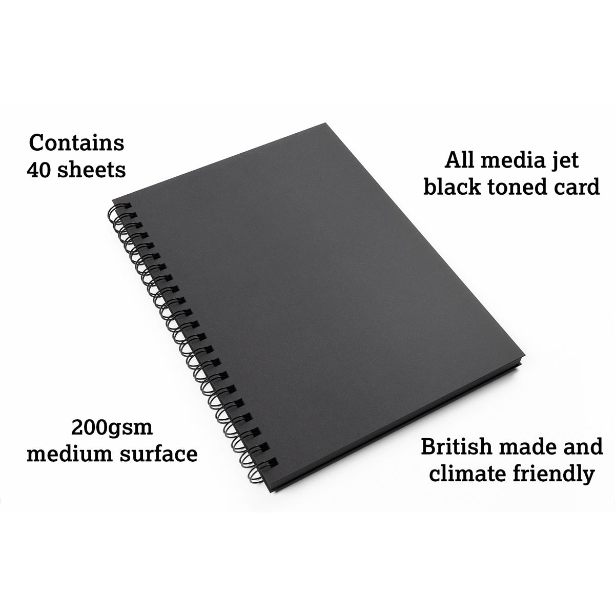 Artgecko - Sketchbook di carta nero ombreggiata - A4 Portrait