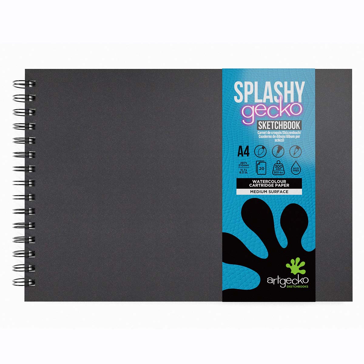 ArtGecko - Splashy Watercolor Sketchbook 300GSM - A4 Landschap