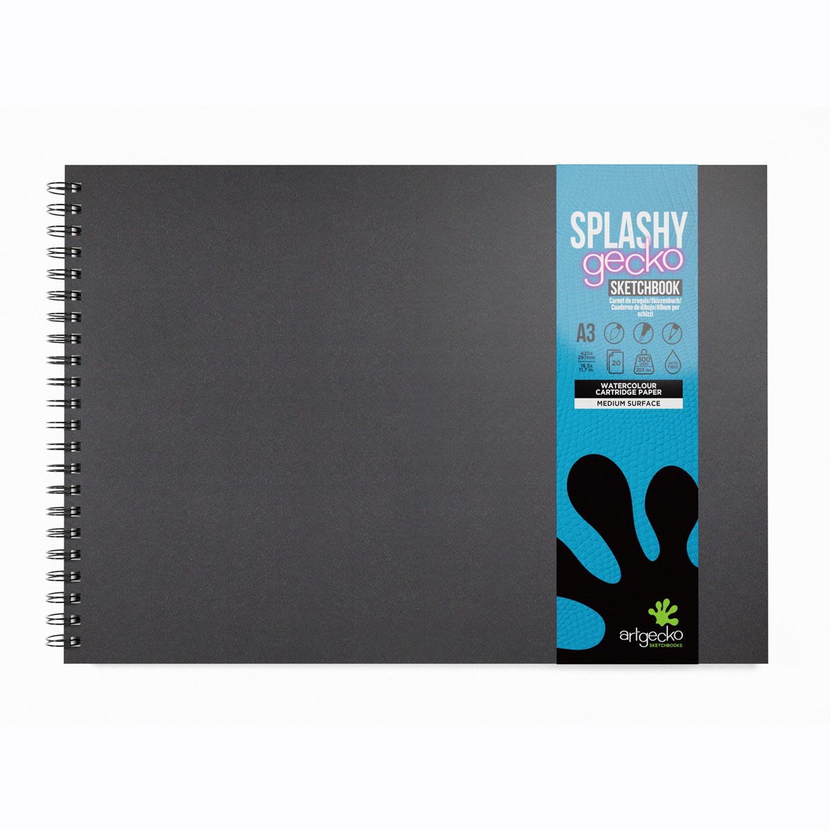 ArtGecko - Splashy Watercolor Sketchbook 300GSM - A3 Landschap