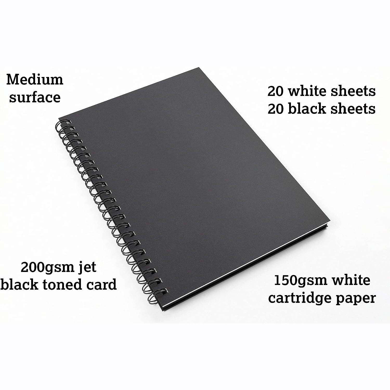 Artgecko - Stocky Black & White Paper Sketchbook Mixed Media -  A4 Portrait