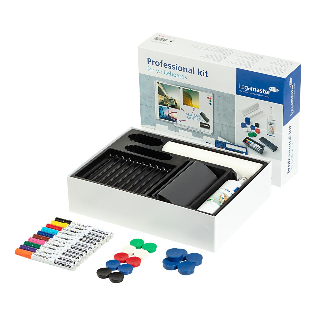 Legamaster - Professional Whiteboard Set - TZ1 Markers, Eraser, Magnets - 77 Piece