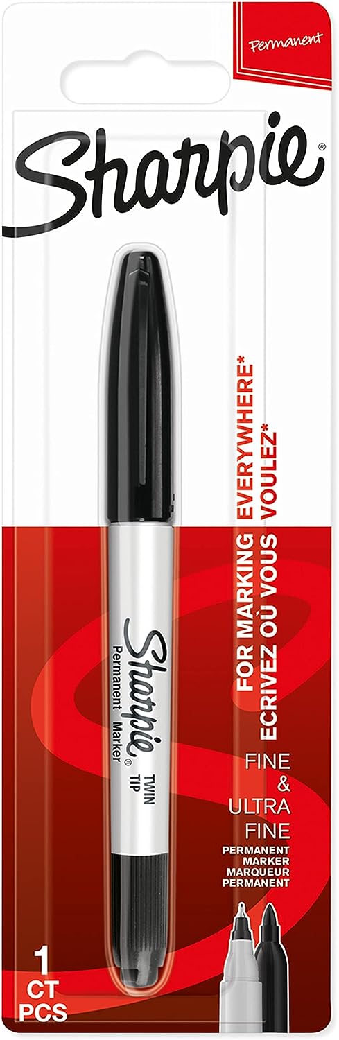 Sharpie - Black Permanente Marker - Twin -Tip - Fine & Ultra Fine - Carded