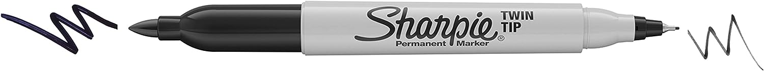 Sharpie-Marqueur permanent noir-Twin-tip - Fine &amp; Ultra Fine-Cardée