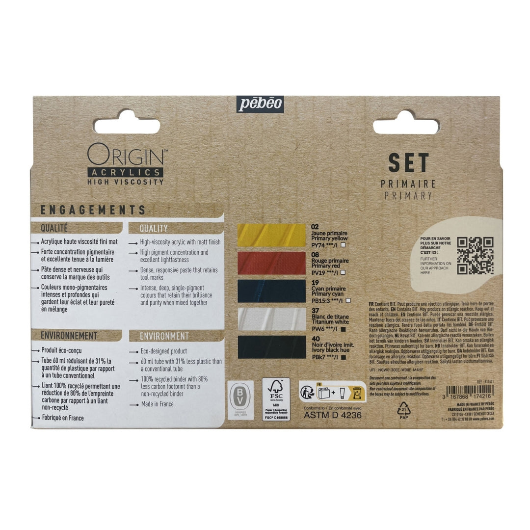 Pebeo - Origin Acrylics Set 5x60ml Primary Colours