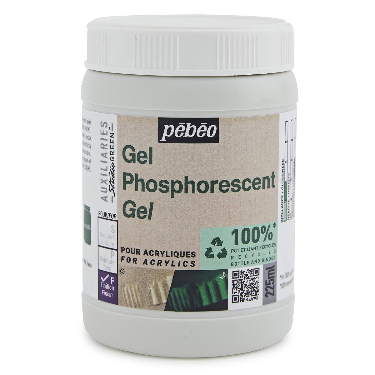 Pebeo - gloed in de donkere fosforescerende gel - Studio Green - 225 ml