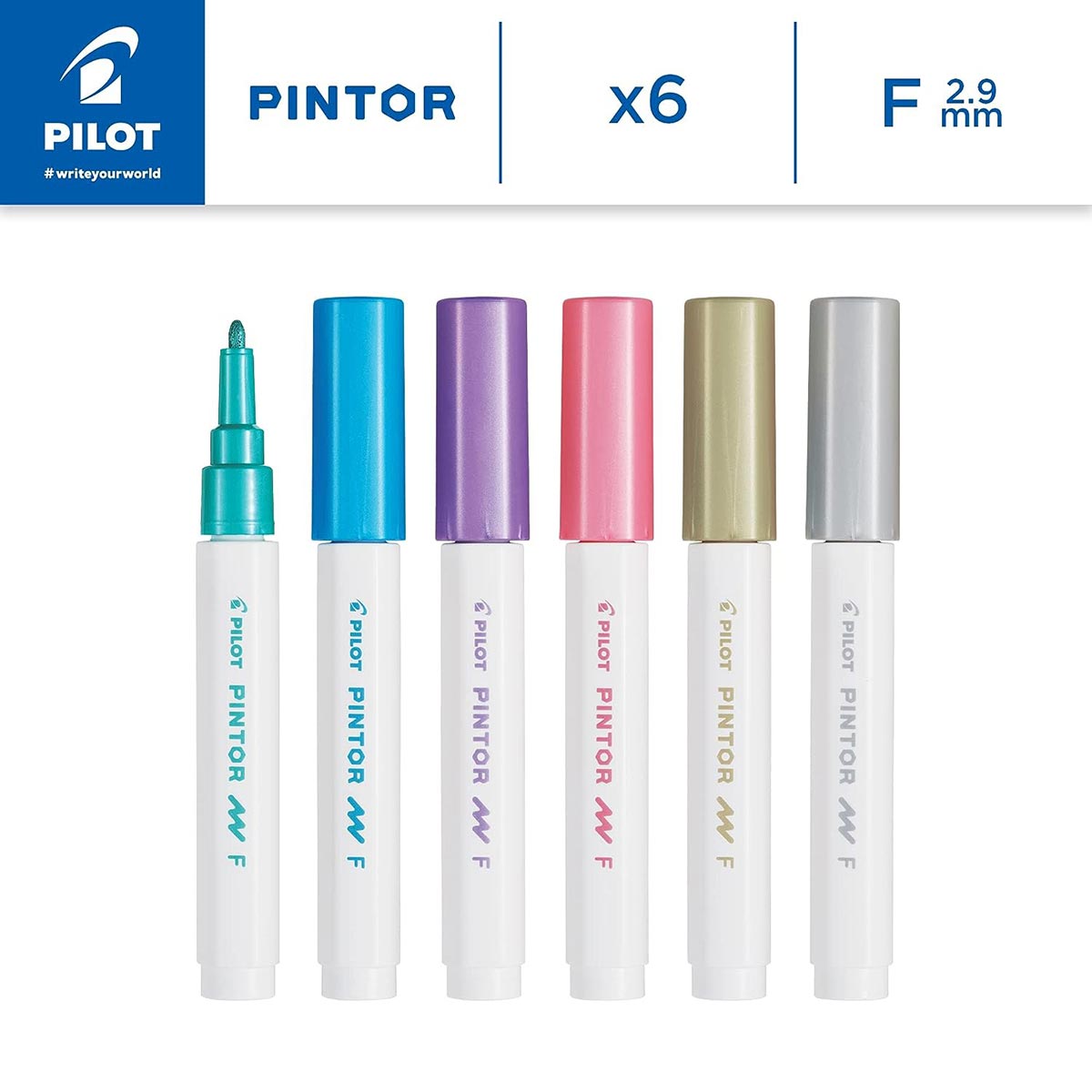 Pintor - Paint Marker Fine Tip 6 Pack - Metallic