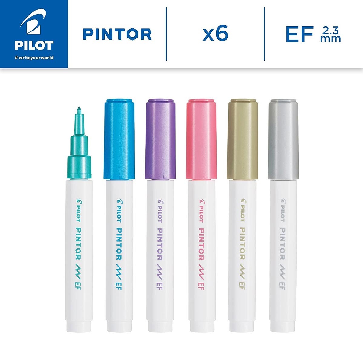Pintor - Paint Marker Extra Fine Tip 6 Pack - Metallic