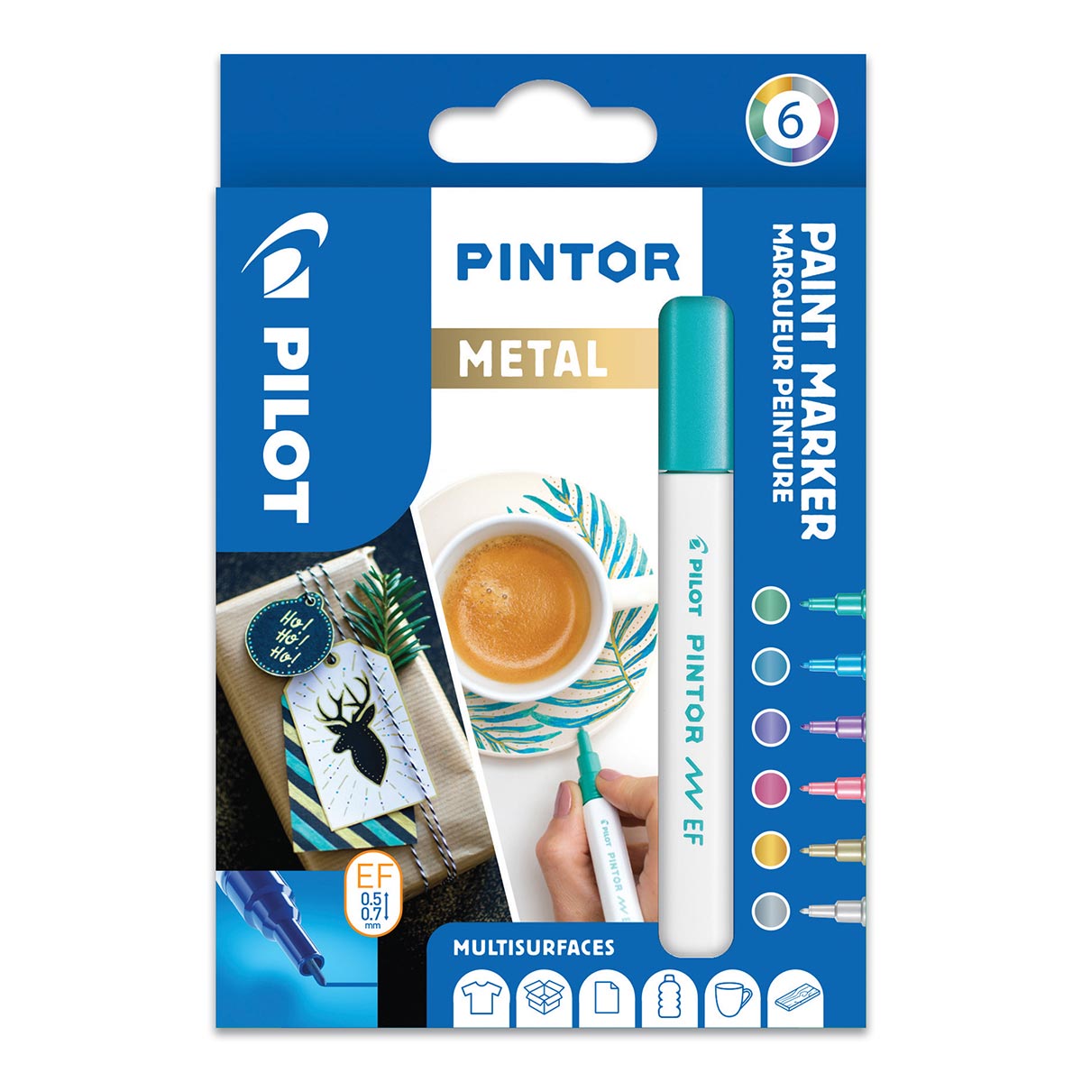 Pintor - verfmarkering Extra fijne tip 6 Pack - Metallic