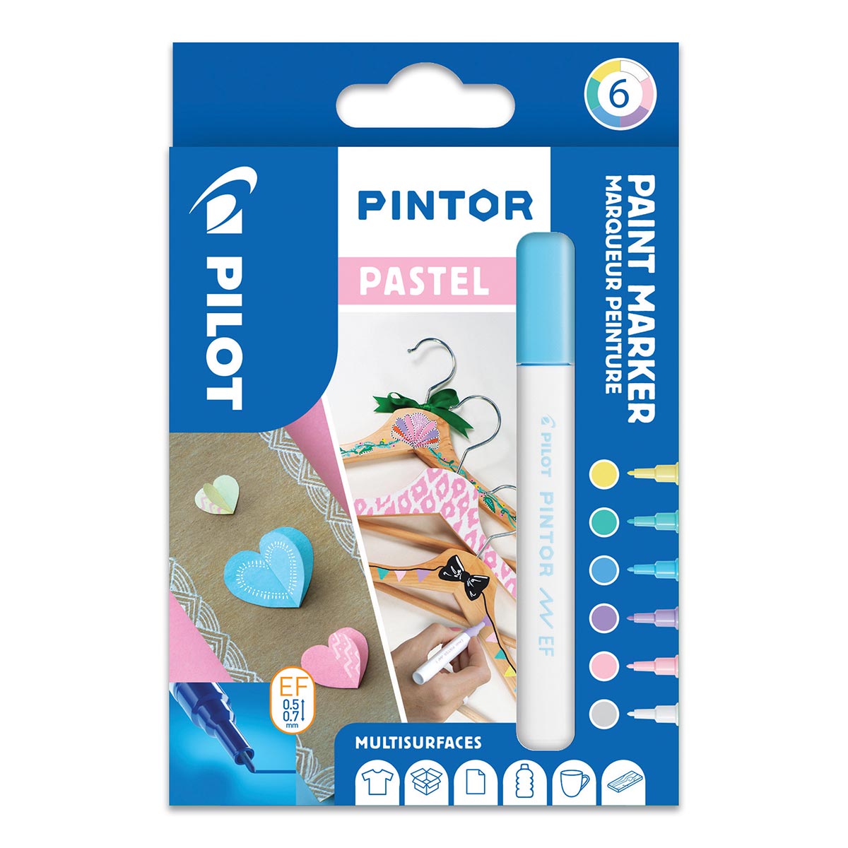 Pintor - verfmarkering Extra fijne tip 6 Pack - Pastel