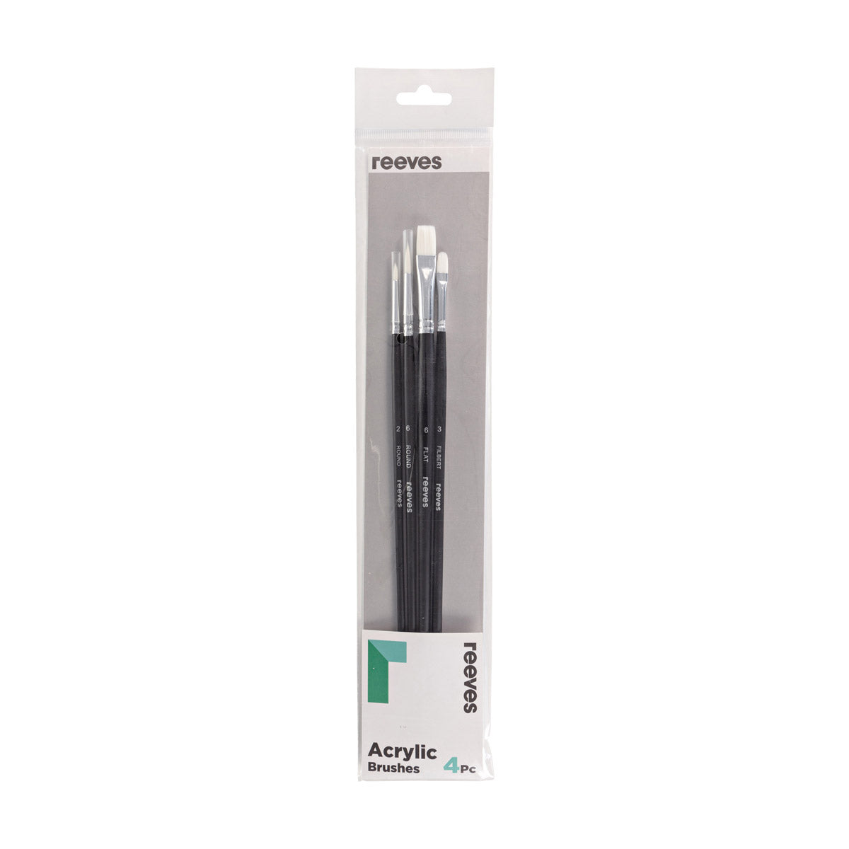 Reeves - Acrylic Brush set - Long Handle - 4x Brush Pack