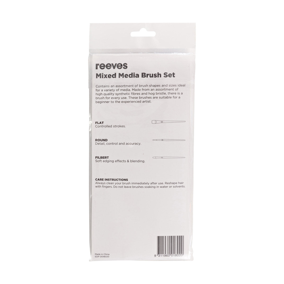 Reeves - Mixed Media Brush Set - Korte handle - 10x borstelpakket