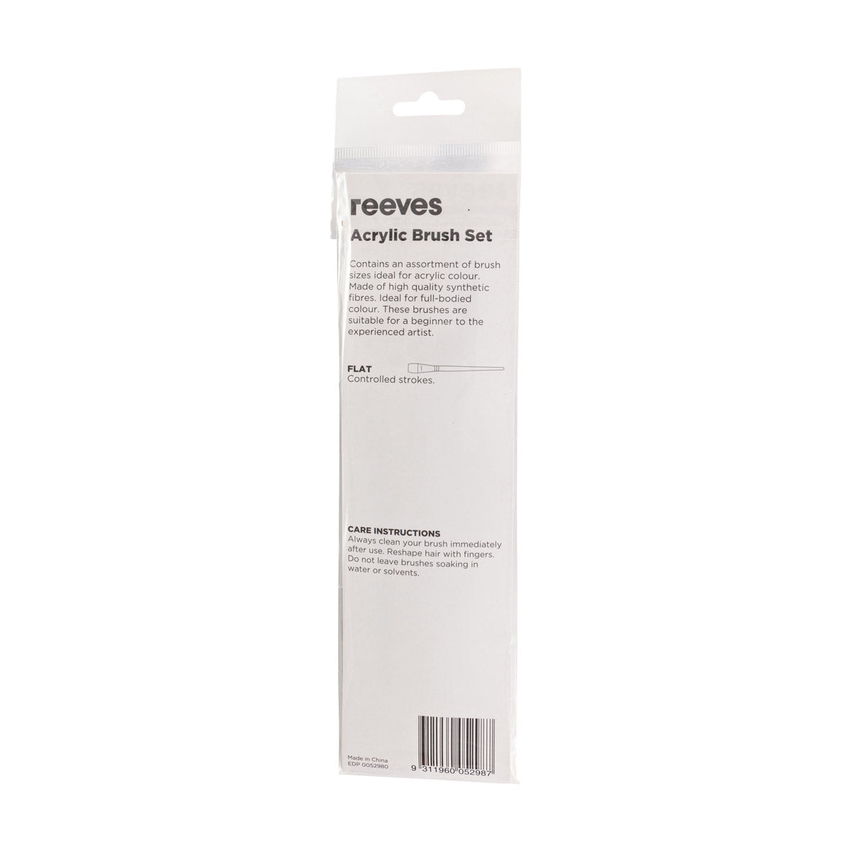 Reeves - Acrylic Brush set - Short Handle Flat - 5x Brush Pack