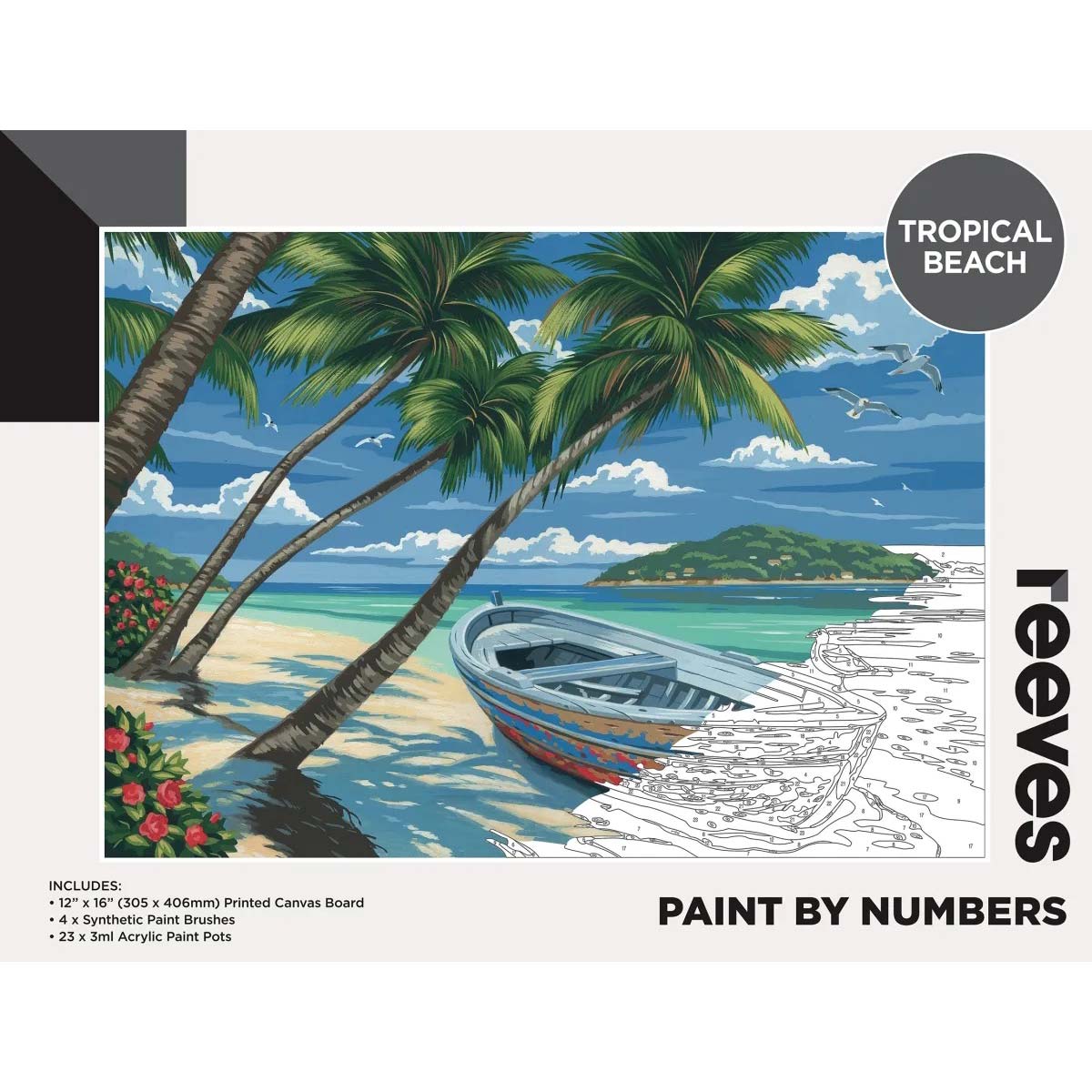 Reeves Paint par nombre de 12x16 pouces - plage tropicale