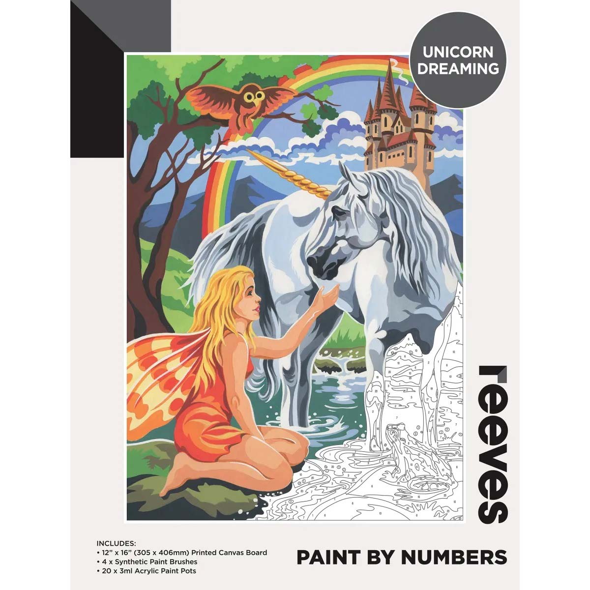 Reeves Farbe nach Zahlen groß 12 x 16 Zoll - Unicorn Dreaming