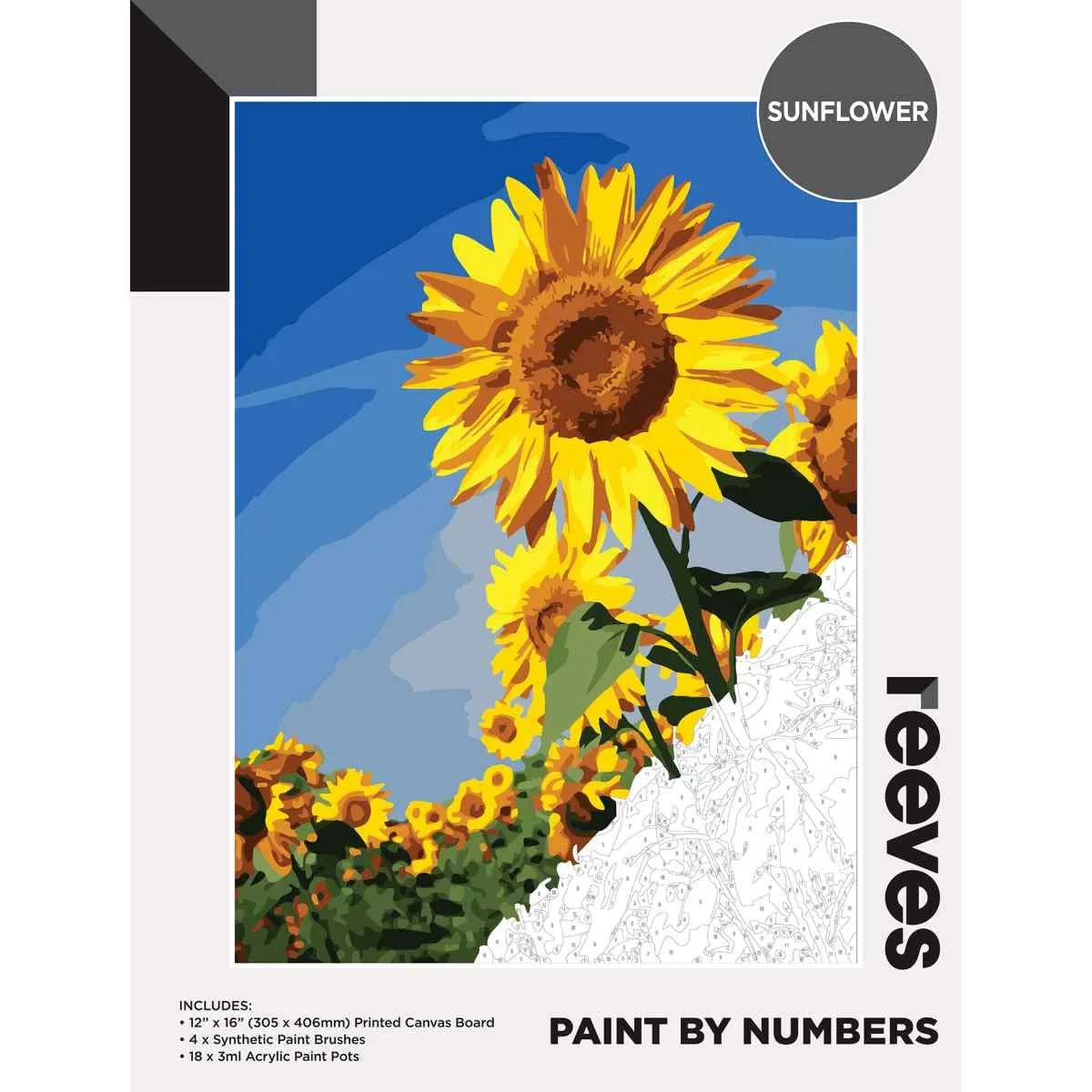 Peinture de reeves par nombre de grands 12x16 pouces - fleur de soleil