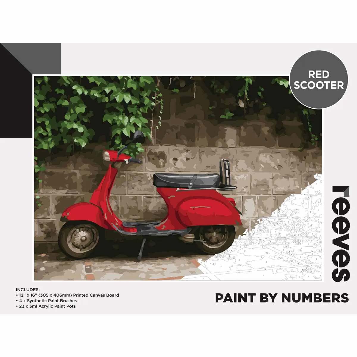 Reeves Paint in numeri grandi 12x16 pollici - scooter rosso