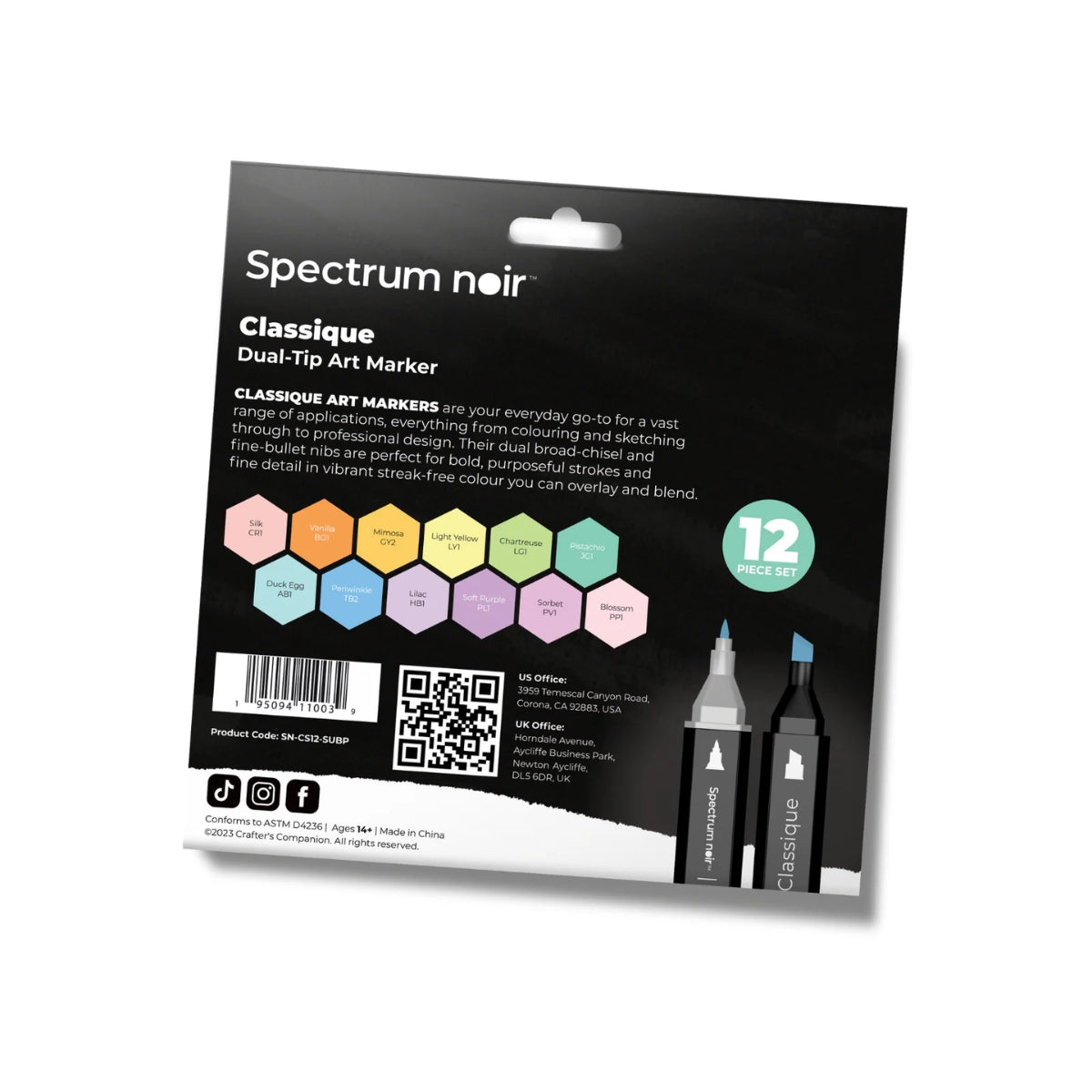 Spectrum Noir - Dual-tip Alcohol Markers - Classique (12PC) - Pastel