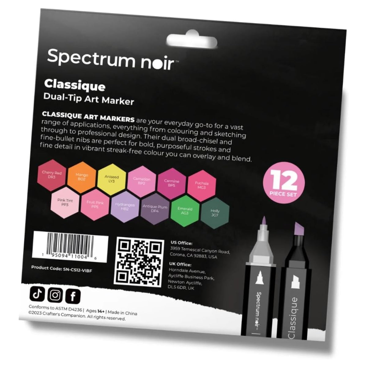 Spectrum Noir - Dual-tip Alcohol Markers - Classique (12PC) - Vibrant Florals