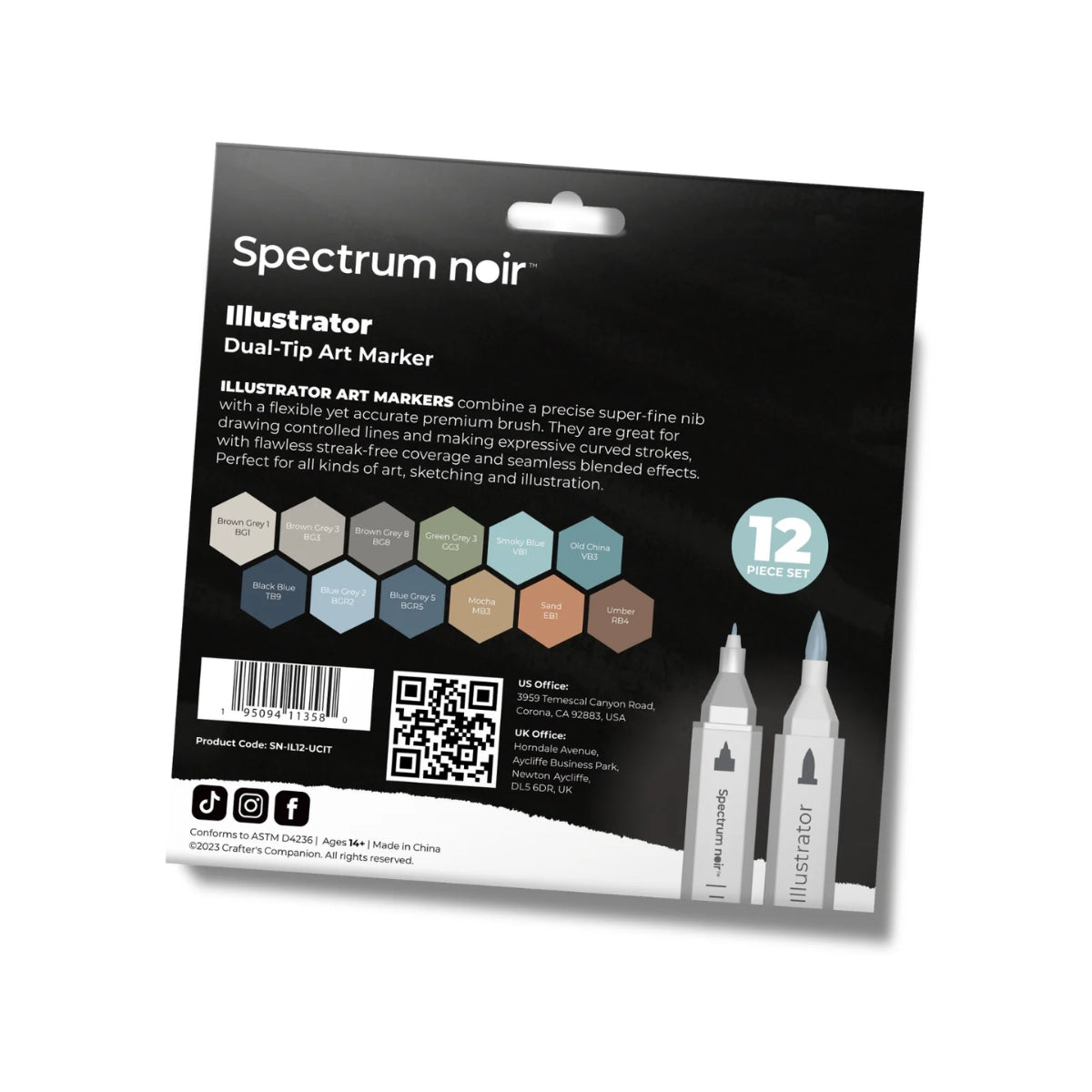 Spectrum Noir - Dual-tip Alcohol Brush Markers - Illustrator (12PC) - Urban Cityscape