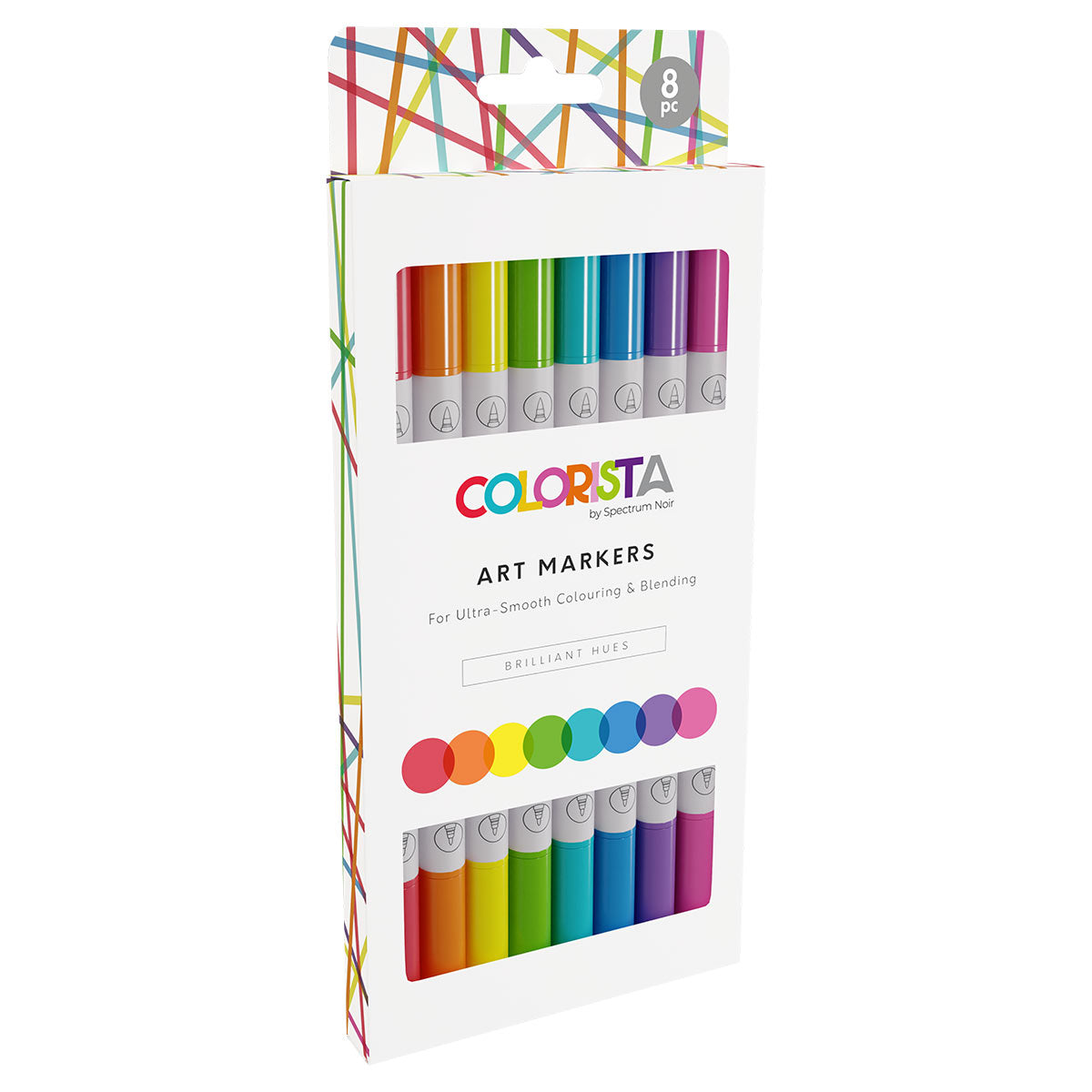 Spectrum Noir Colorista - Marcatori d'arte - Set di pennelli per alcool a doppia punta (8 set) - tonalità brillanti