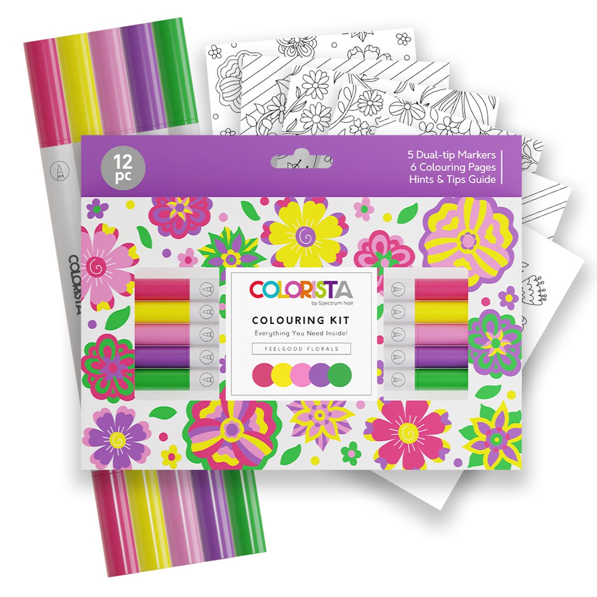 Spectrum Noir Colrista - Kit de coloriage - marqueurs de pinceau à double pointe - Florals Feelgood