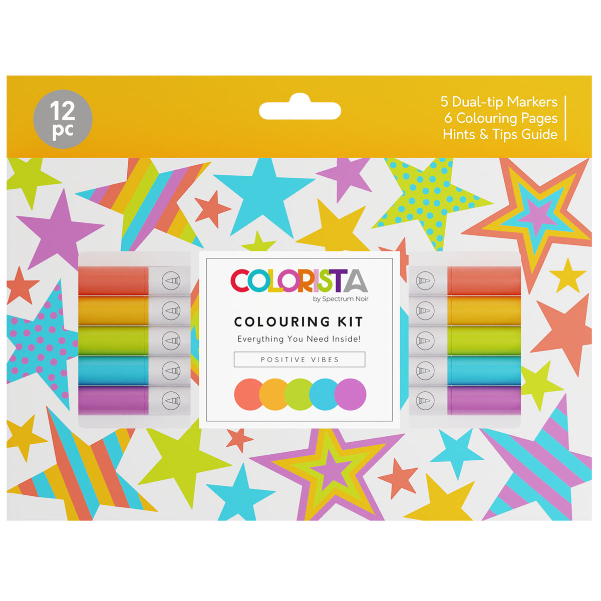 Spectrum Noir Colorista - Colouring Kit - Dual-tip Alcohol Brush Markers  - Positive Vibes