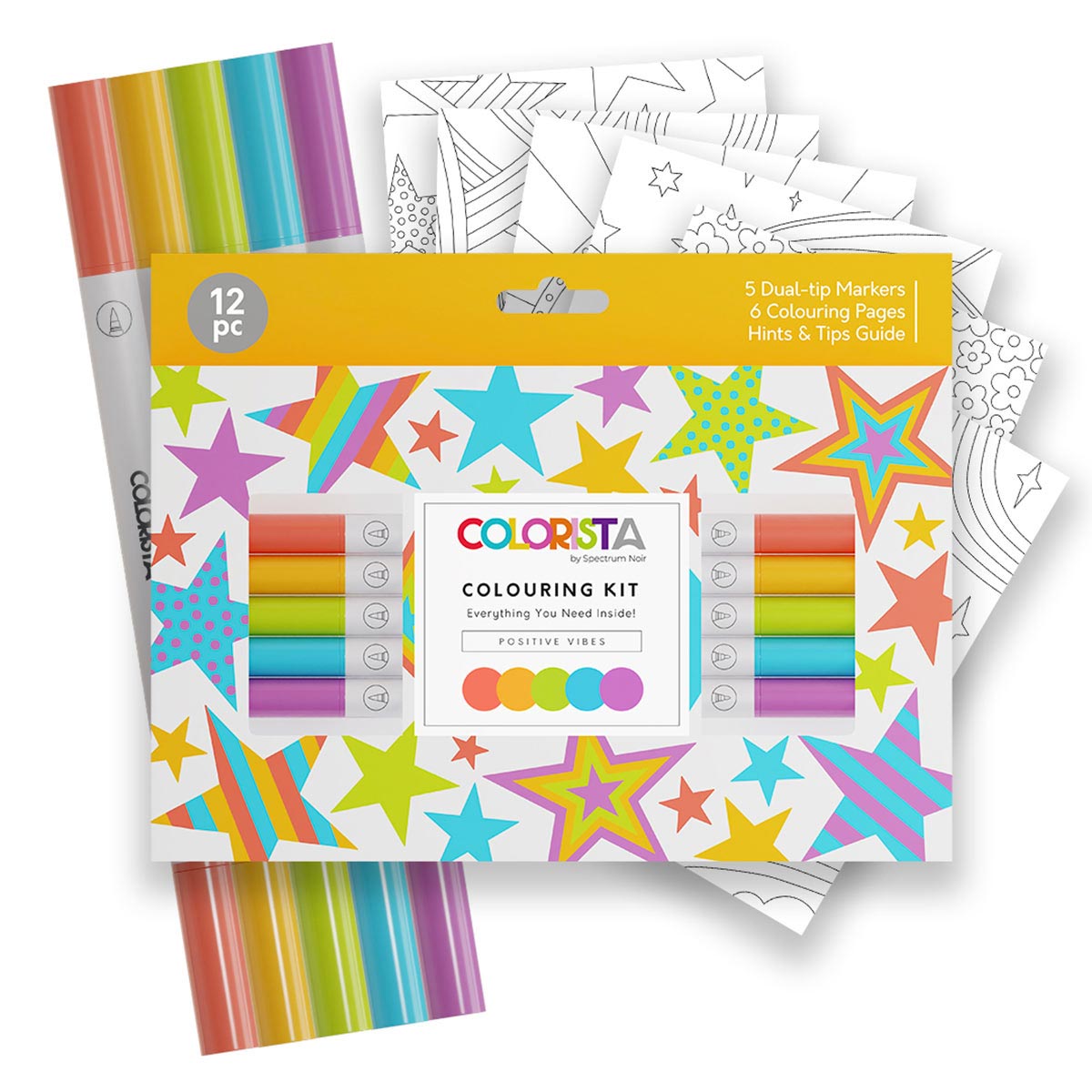 Spectrum Noir Colrista - Kit de coloriage - marqueurs de pinceau à double pointe d'alcool - vibrations positives