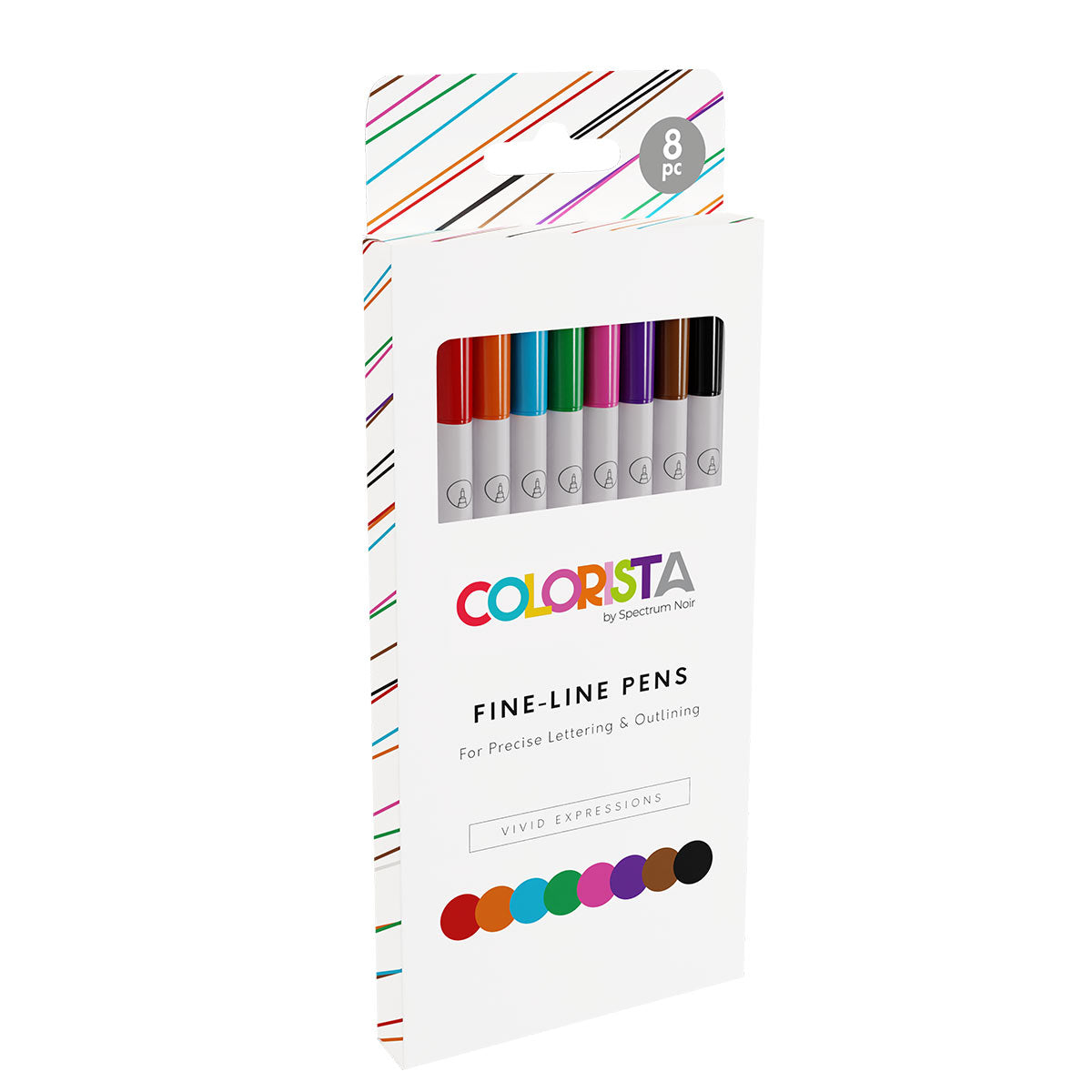 Spectrum noir colorista - fijne voering pennen (8 set) levendige uitdrukkingen