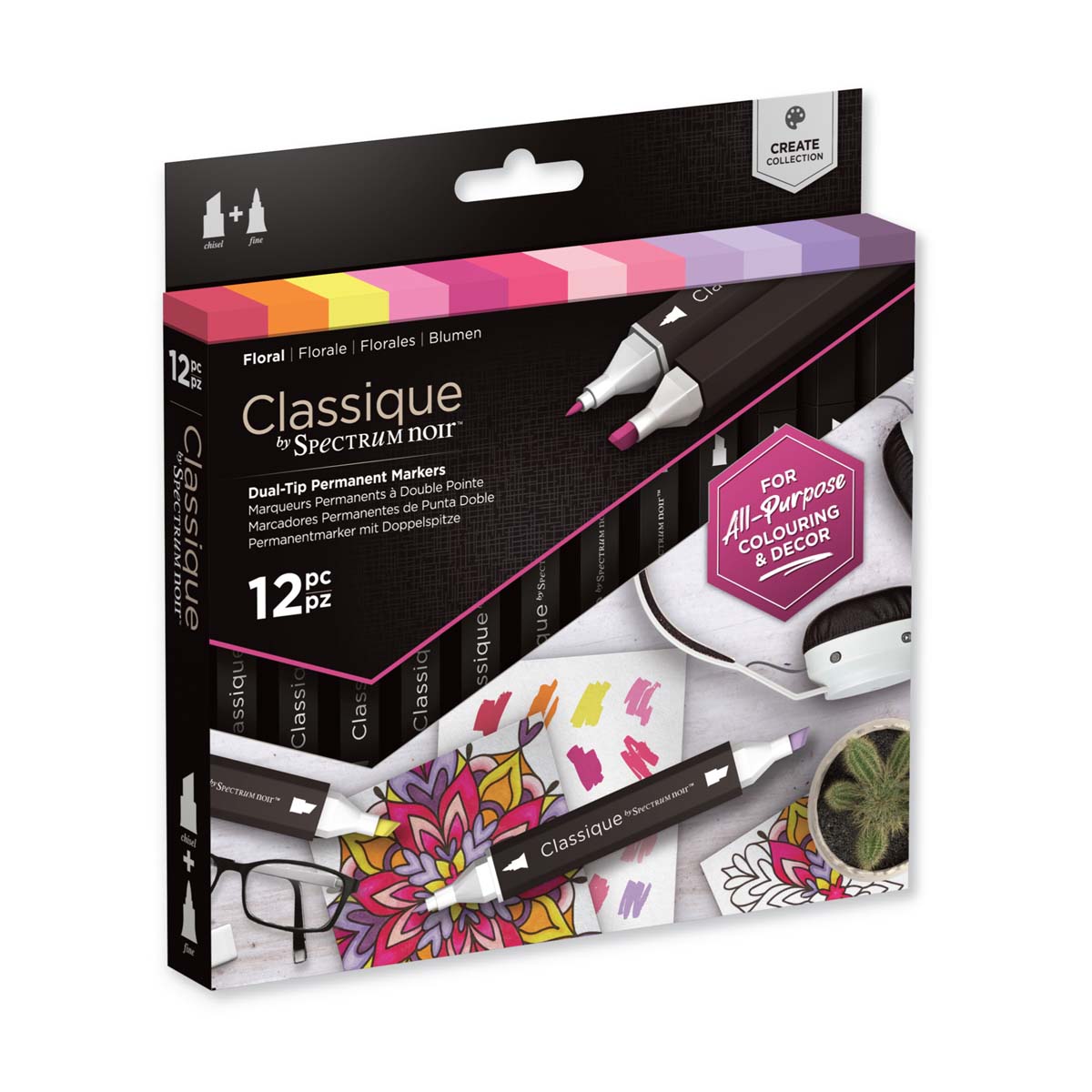 Spectrum Noir Classique - Dual-tip Alcohol Markers (12 set) - Floral
