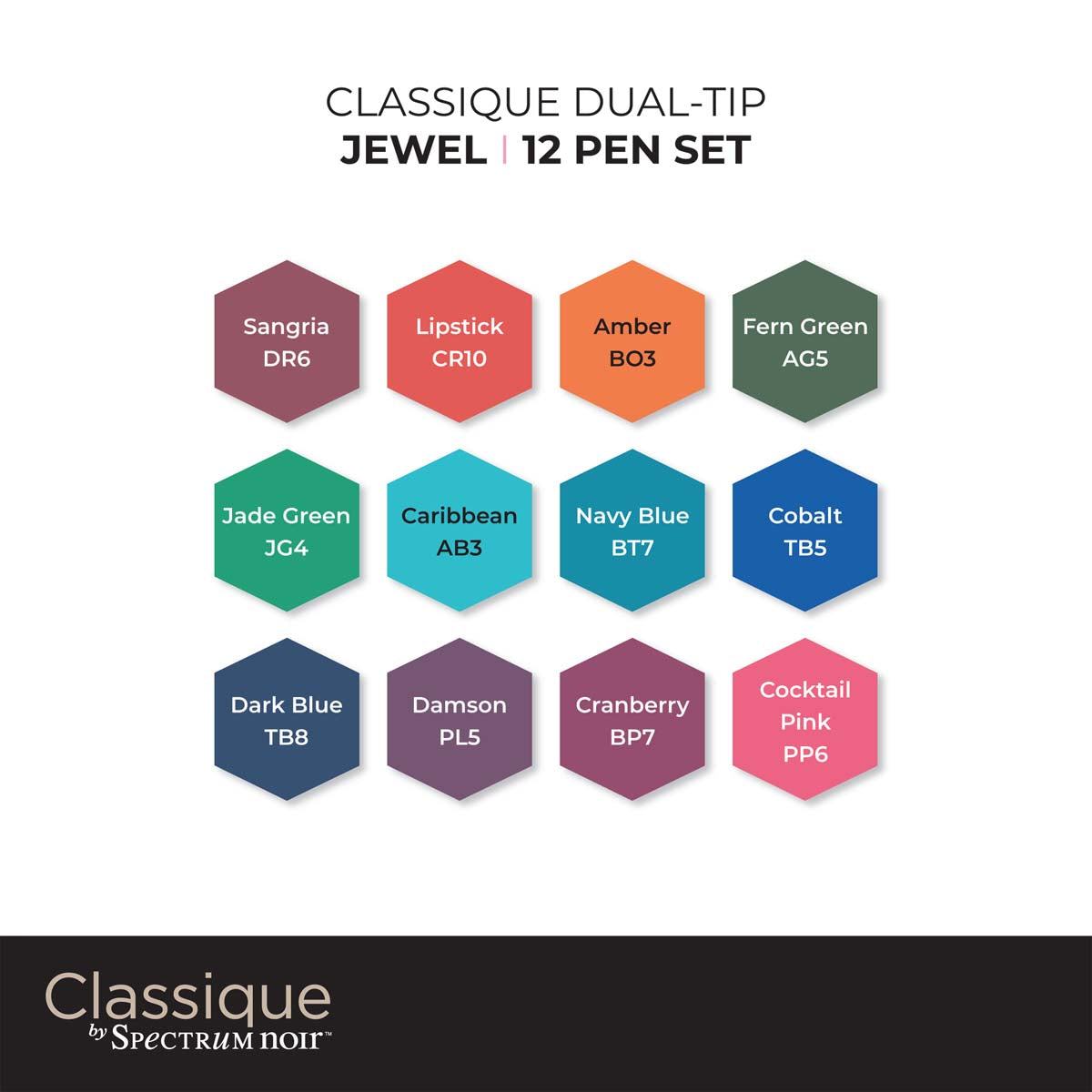 Spectrum Noir Classique - Dual -Tip -Alkoholmarker (12 Set) - Juwel