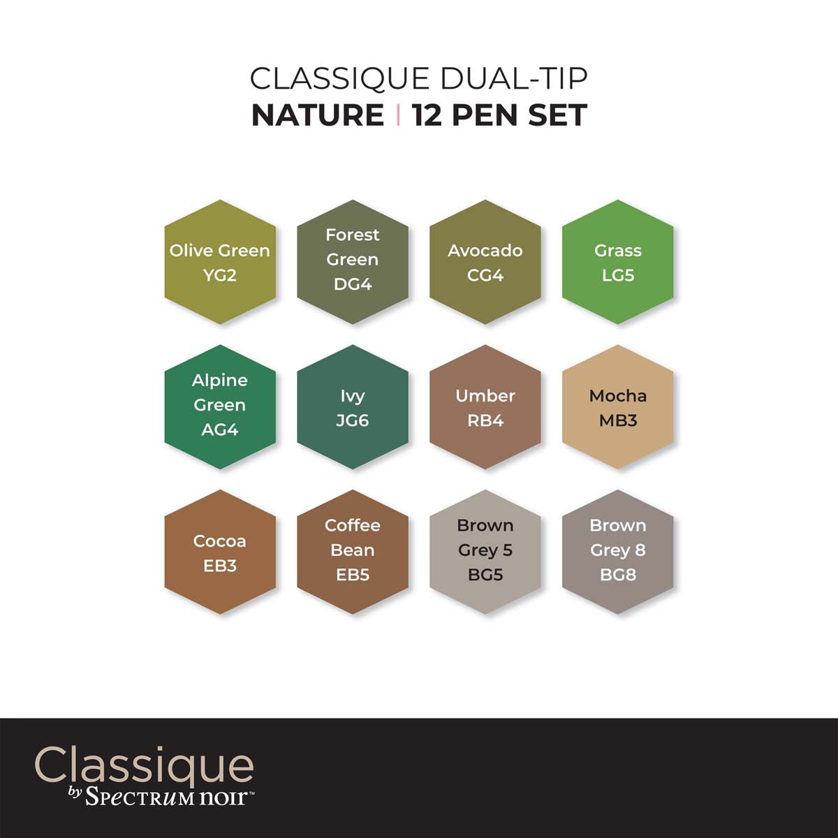 Spectrum Noir Classique - Marcatori di alcol a doppia punta (12 set) - Natura