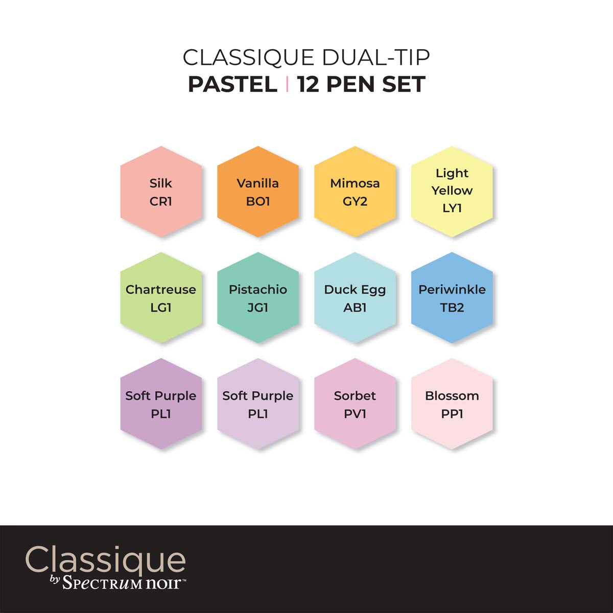Spectrum noir classique - dual -tip alcohol markers (12 set) - pastel