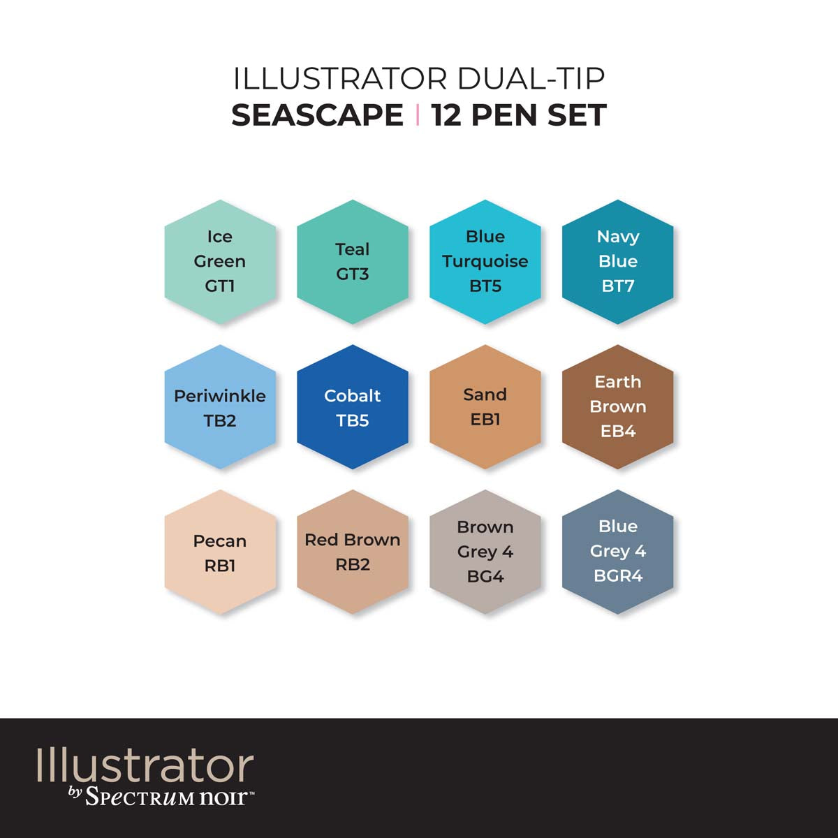 Spectrum Noir Illustrator - Dual -Tip -Alkoholbürstenmarkierungen (12 SET) - Seascape