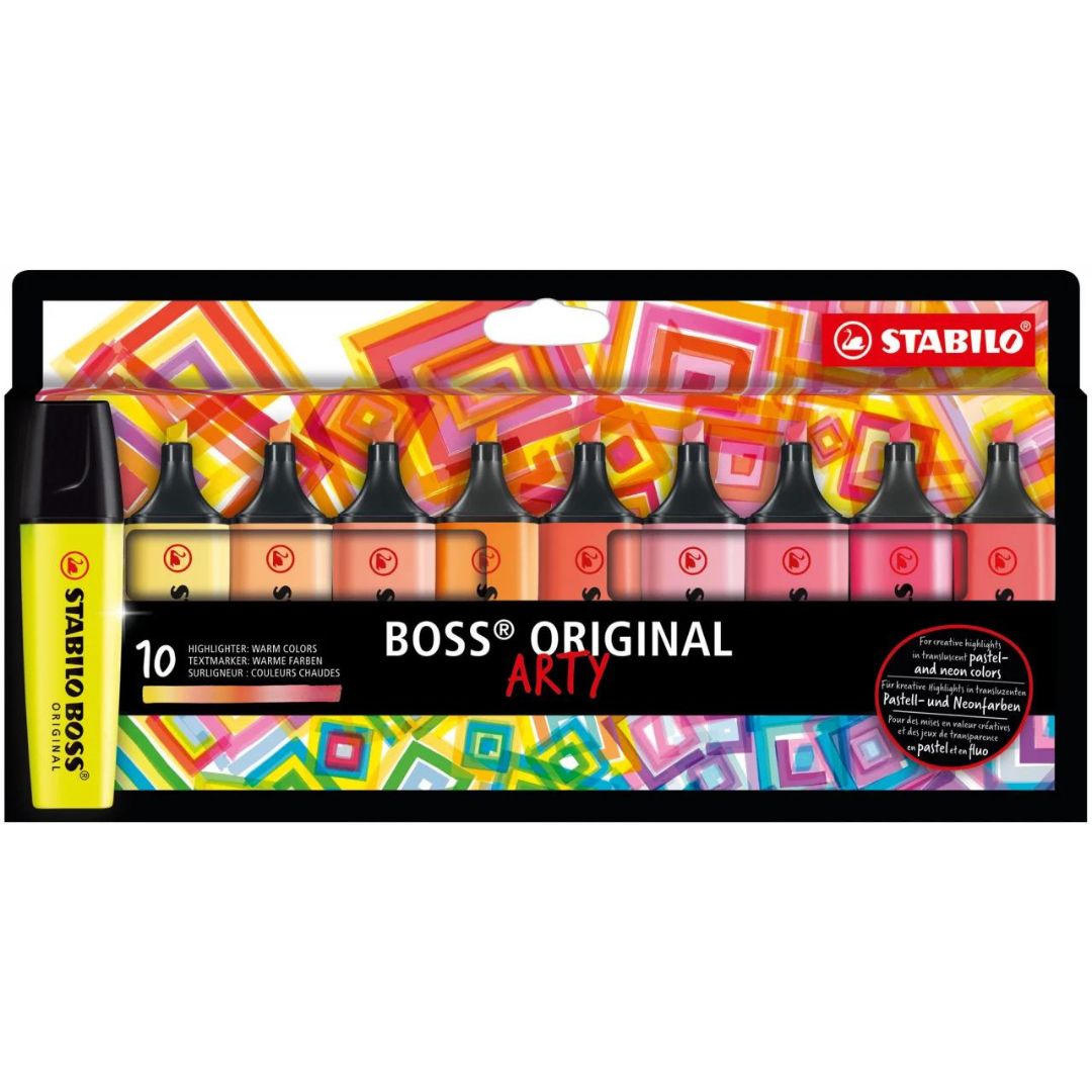 Stabilo Boss Original Highlighter - Arty - Wallet of 10 - Warm Colours