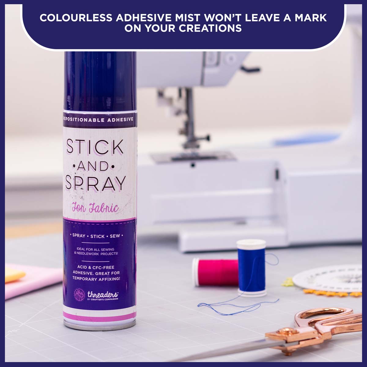 Crafter's Companion - Stick and Spray Adhesive For Fabric - Repositionable (DARK BLUE CAN)