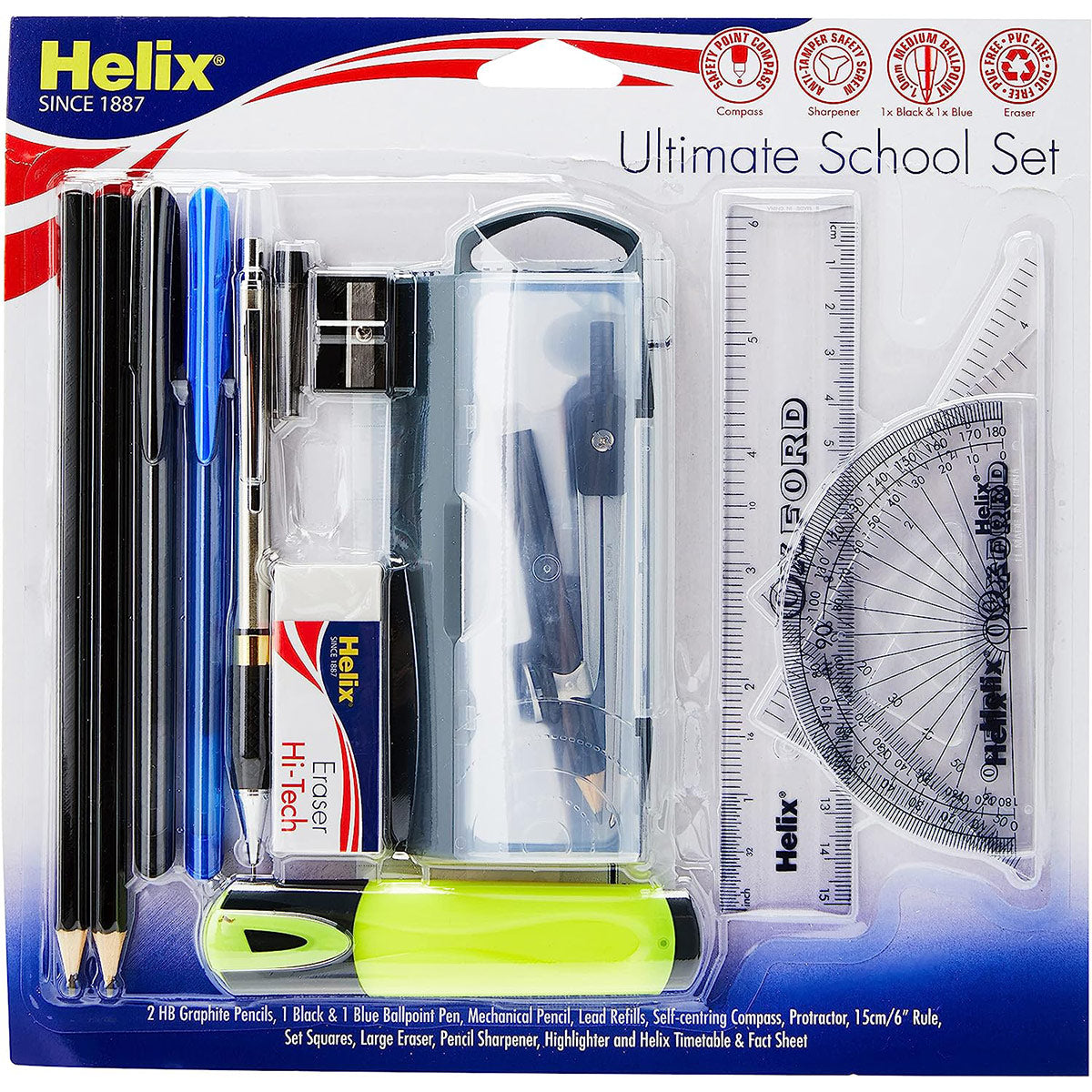 Helix - Ultimate School Pencil Pen & Ruler Set