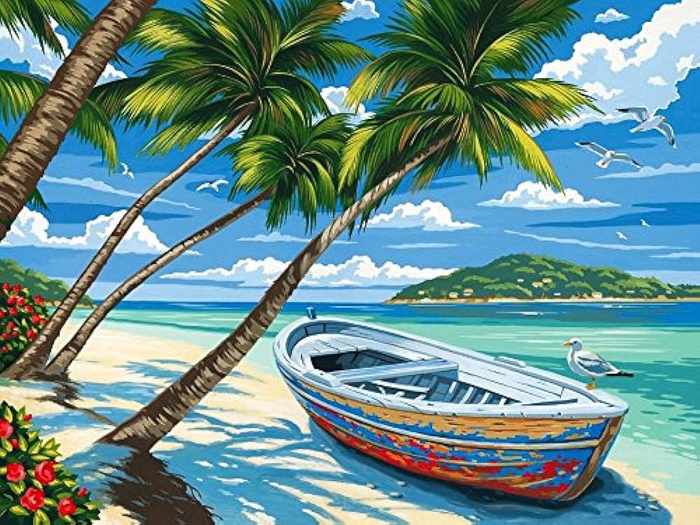 Reeves Paint par nombre de 12x16 pouces - plage tropicale