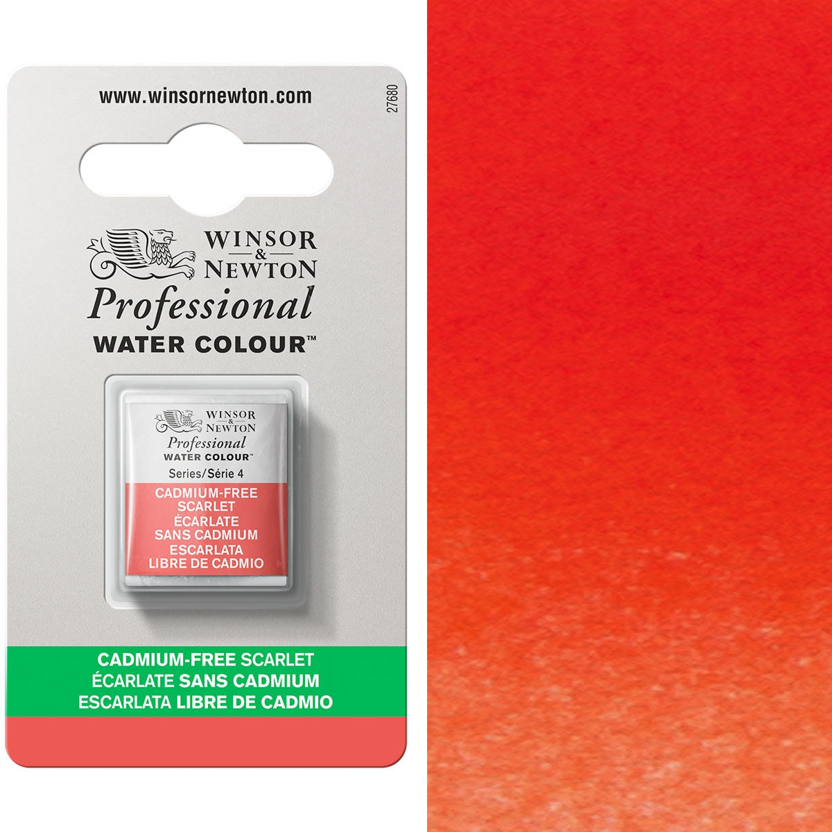 Winsor en Newton - Professional Artists 'Aquarel Half Pan - HP - Cadmium Free Scarlet