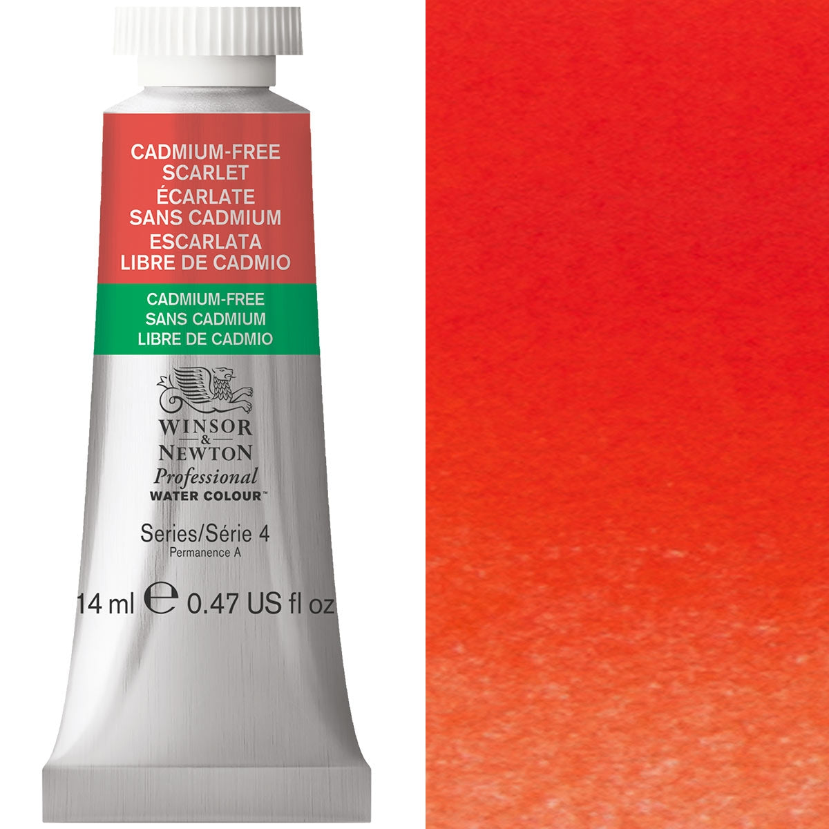 Winsor and Newton - Professional Artists' Watercolour - 14ml - Cadmium FREE Scarlet