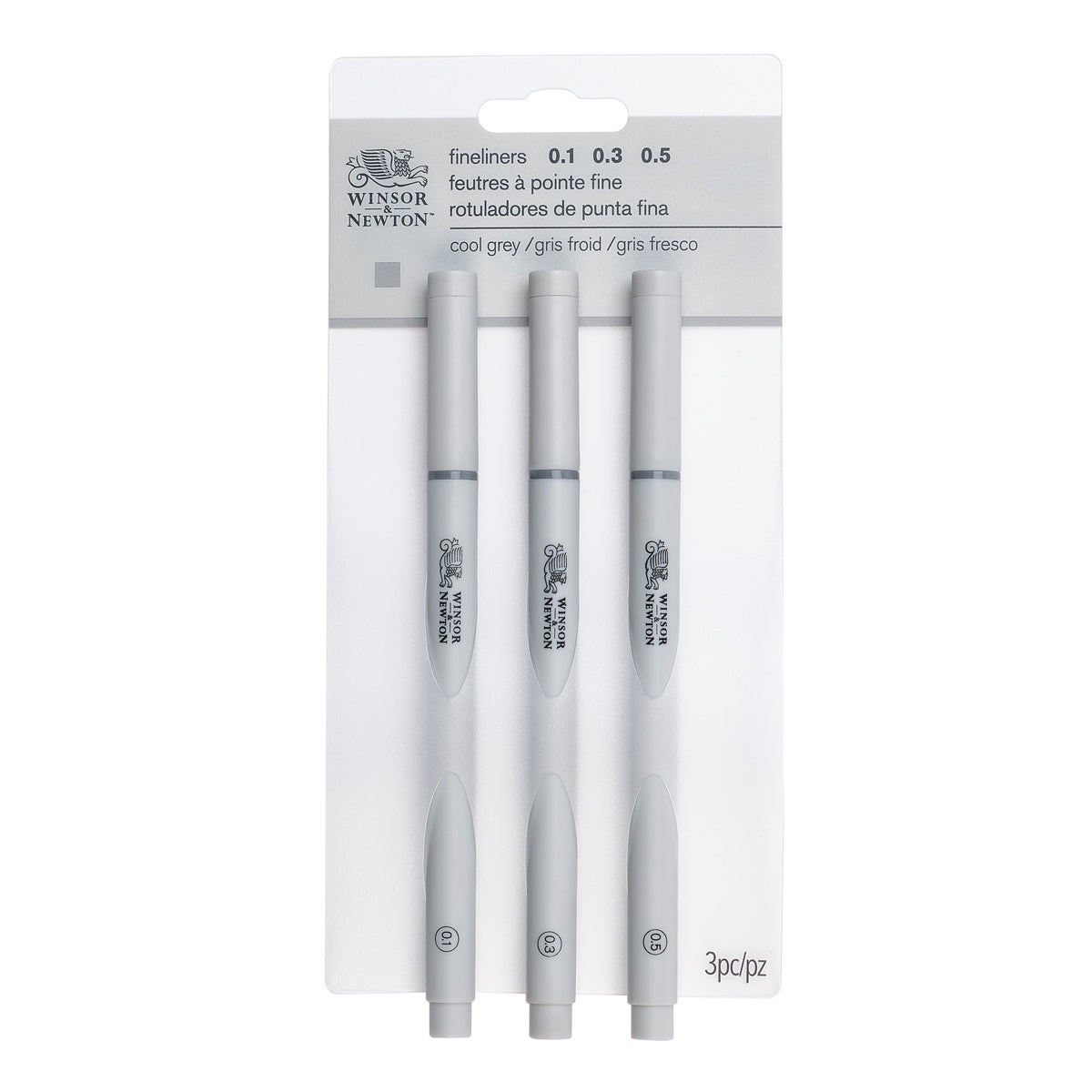 Winsor & Newton - Fine Liner Pens 3x Assorted Sizes - Cool Grey