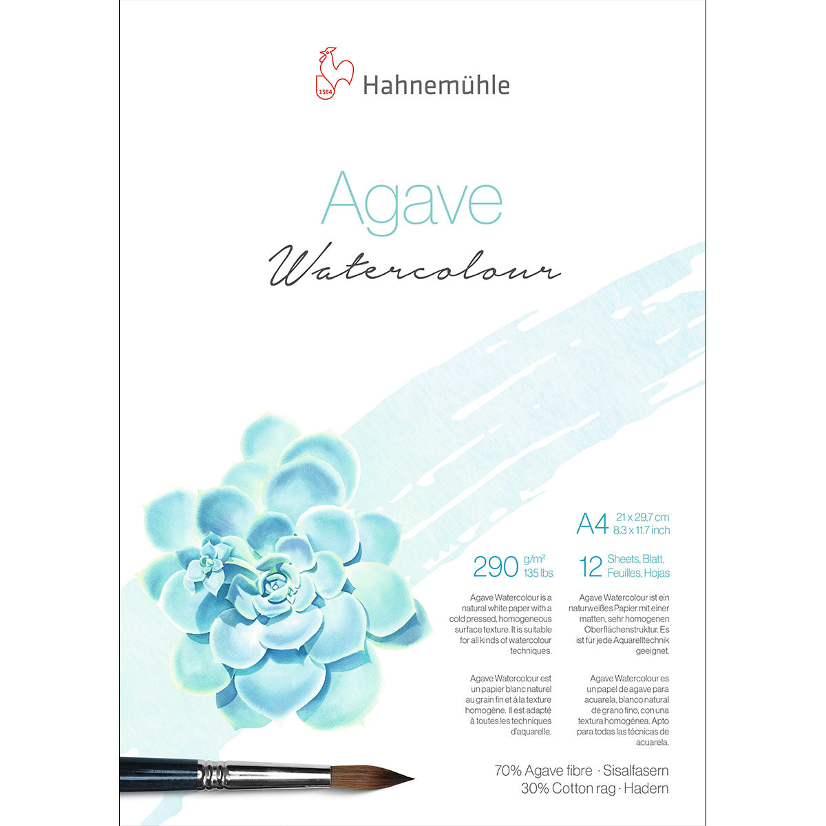 Hahnemuhle-Bloc d'aquarelle agave pressé à froid 290gsm A4