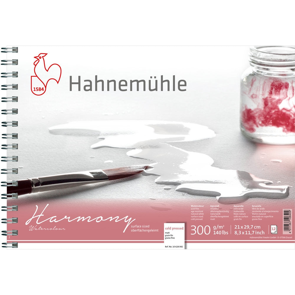 Hahnemuhle - Harmony Watercolour Spiral Pad 300gsm Cold Pressed CP A4