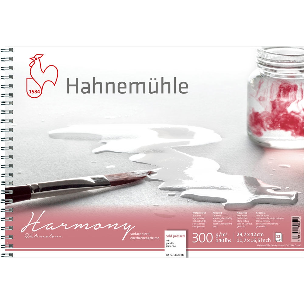 Hahnemuhle - Harmony Watercolour Spiral Pad 300gsm Cold Pressed CP A3