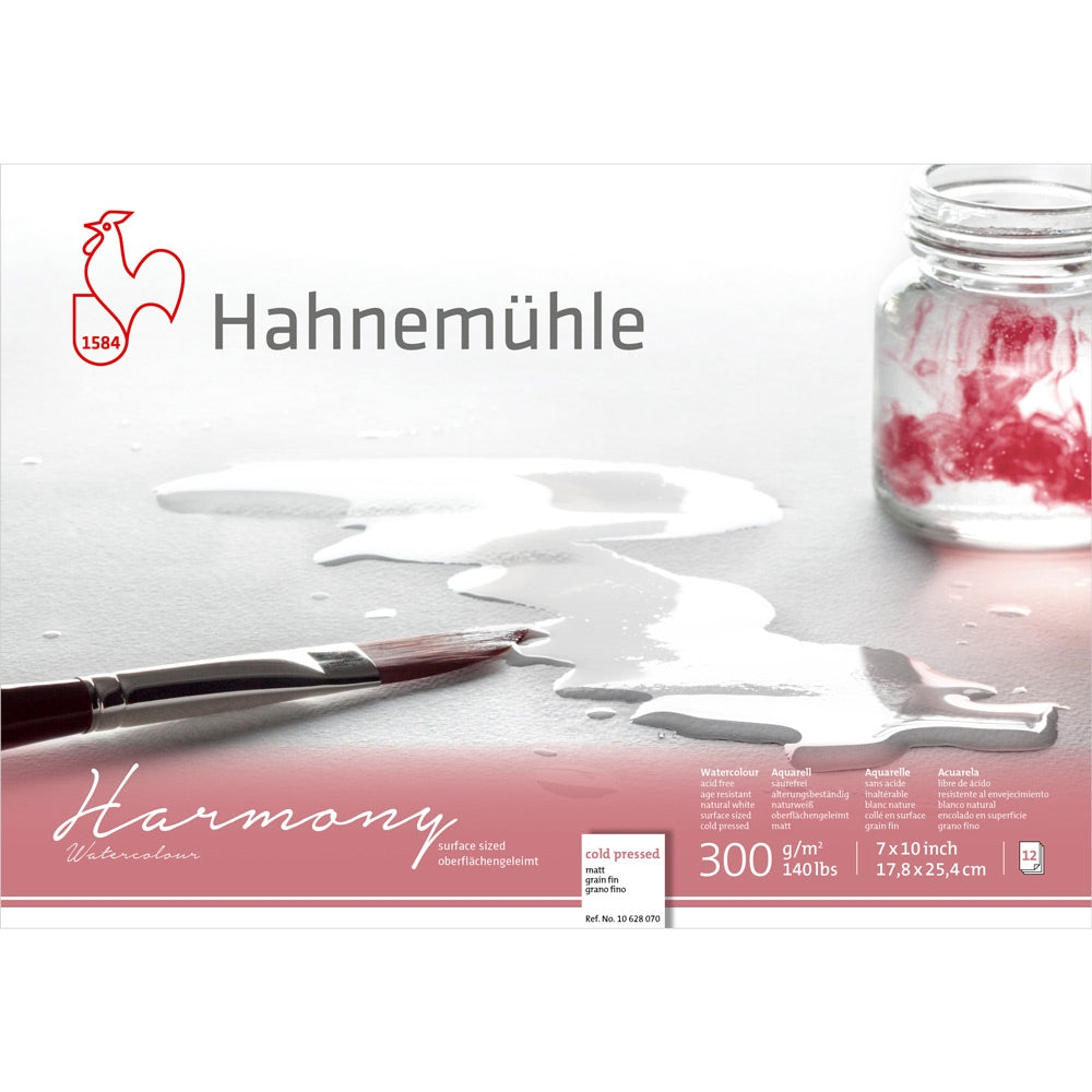 HAHNEMUHLE - Harmonie Waterverf Papierblok 300GSM koud geperste CP 7x10 "