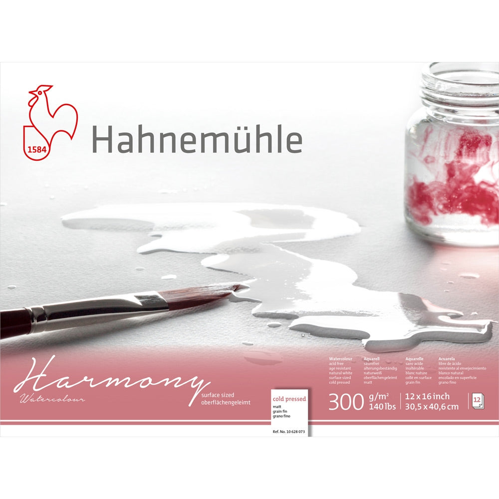 HAHNEMUHLE - Harmonie Waterverf Papierblok 300GSM koud geperste CP 12x16 "