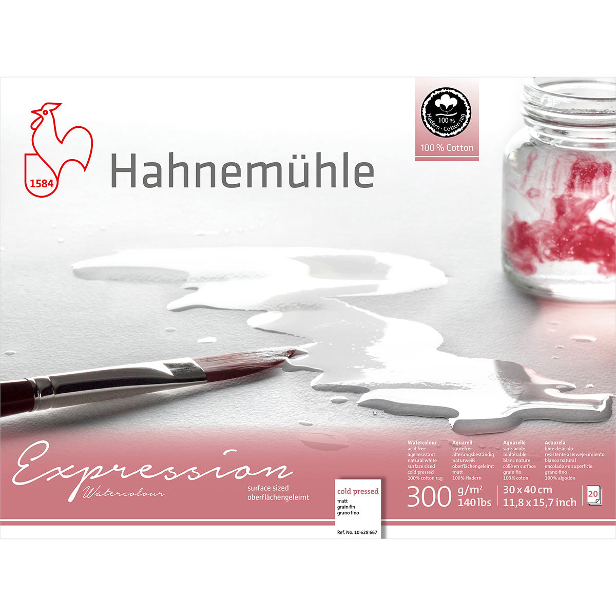Hahnemuhle - Expression Blocco Carta per Acquerello 300gsm Pressato a Freddo CP 30x40cm