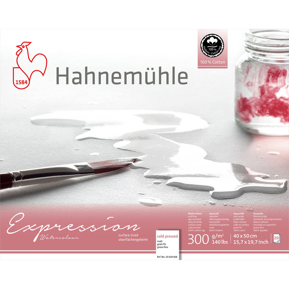 Hahnemuhle - Blocco di carta per acquerello Expression 300gsm Pressato a freddo CP 40x50cm