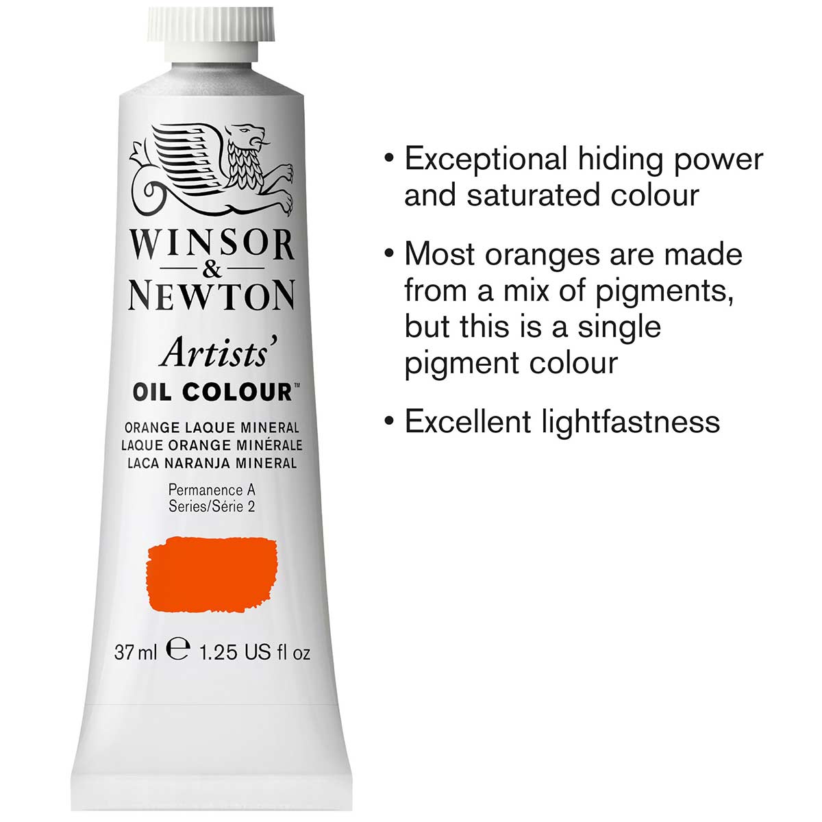 Winsor and Newton - Artists' Oil Colour - 37ml - Orange Laque Mineral S2